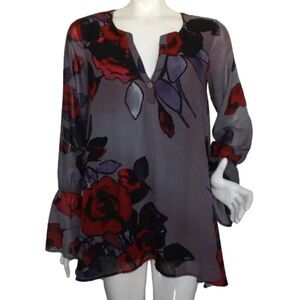 SHOW ME YOUR MUMU Tunic/Top, S, Purveen Pirate, Purple Floral, Long sleeves, HTF